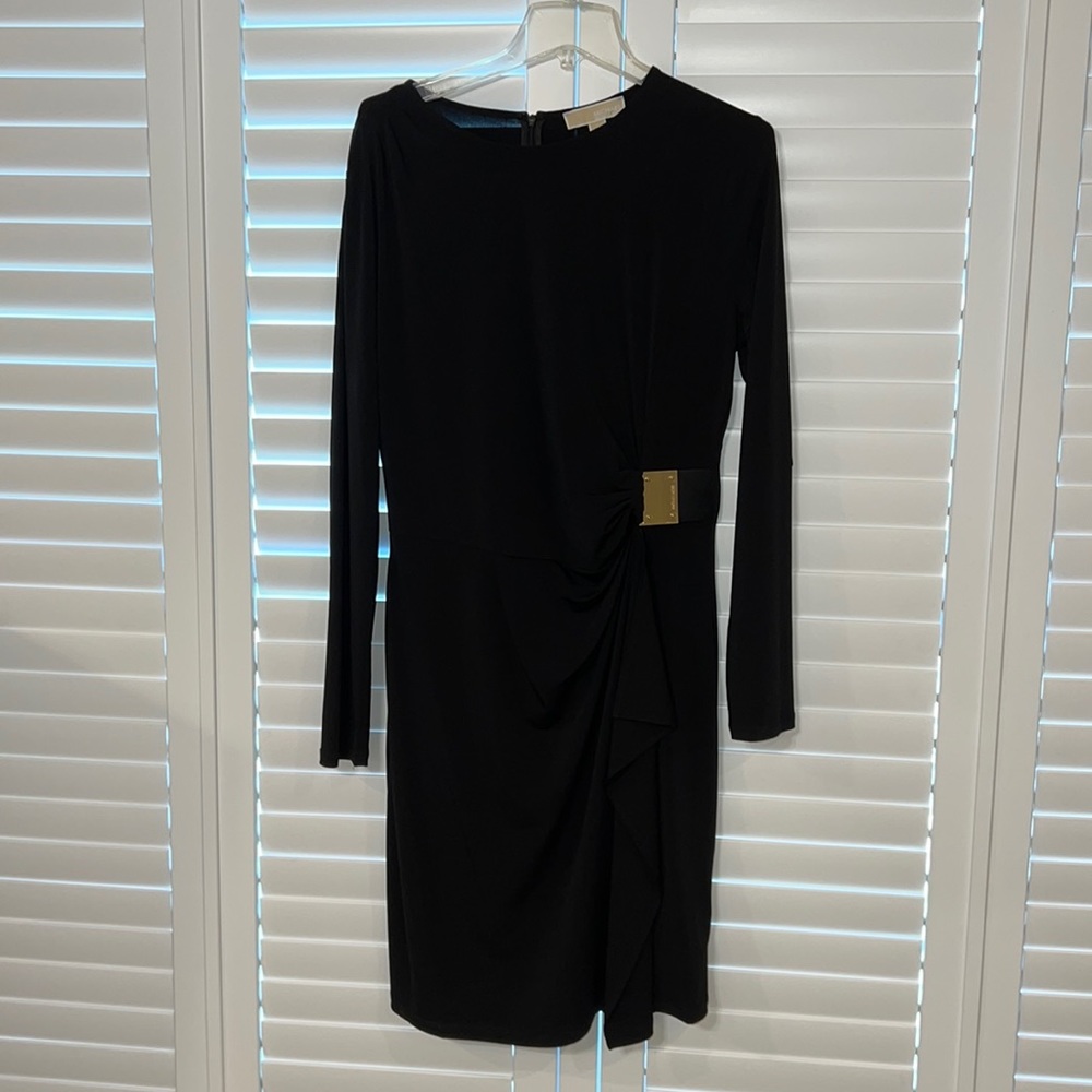 *NWT* Michael Kors black ruffle dress with gold detail
